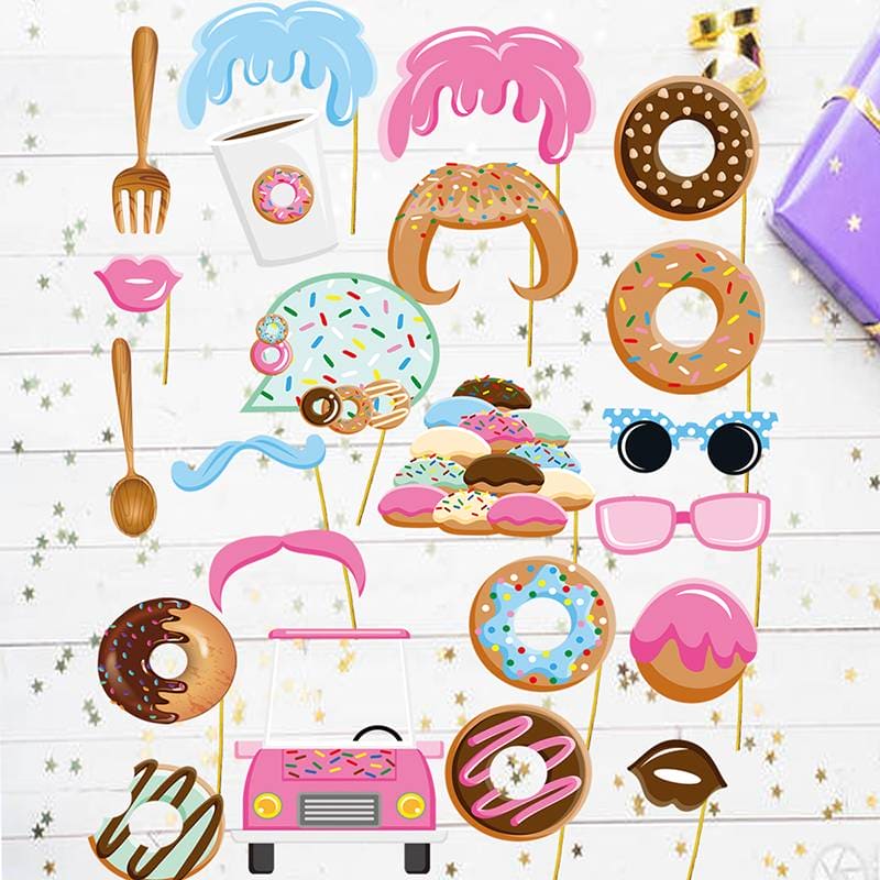 22 Pcs Donut Birthday Props, Donut Photo Booth Props, DIY Donut Birthday Party Selfie Props, Theme Birthday Party Celebration and Decoration 22 Pcs Donut Birthday Props, Donut Photo Booth Props, DIY Donut Birthday Party Selfie Props, Theme Birthday Party Celebration and Decoration